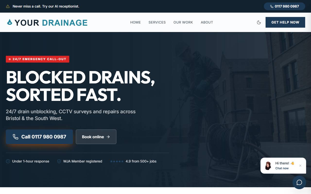 Drainage website preview