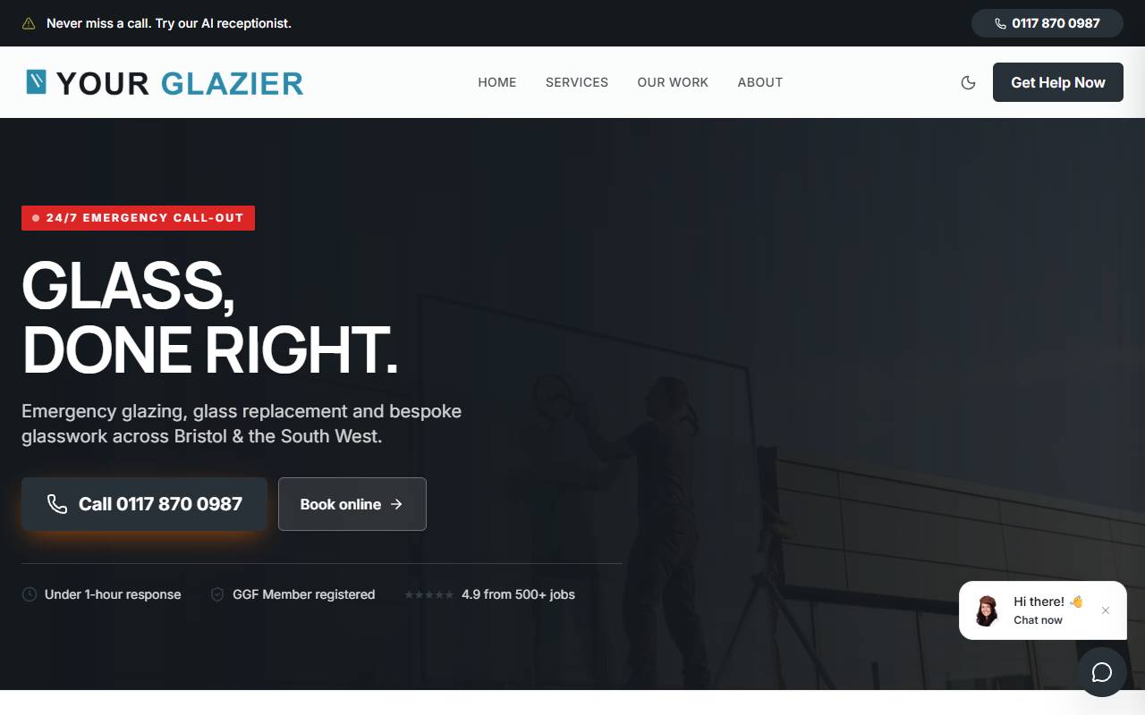 Glazier website preview