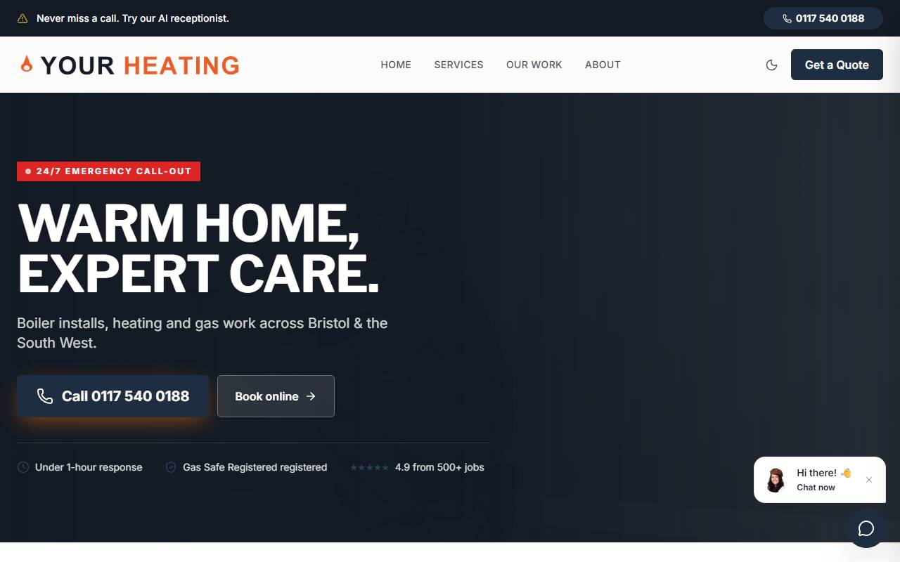 Heating Engineer website preview