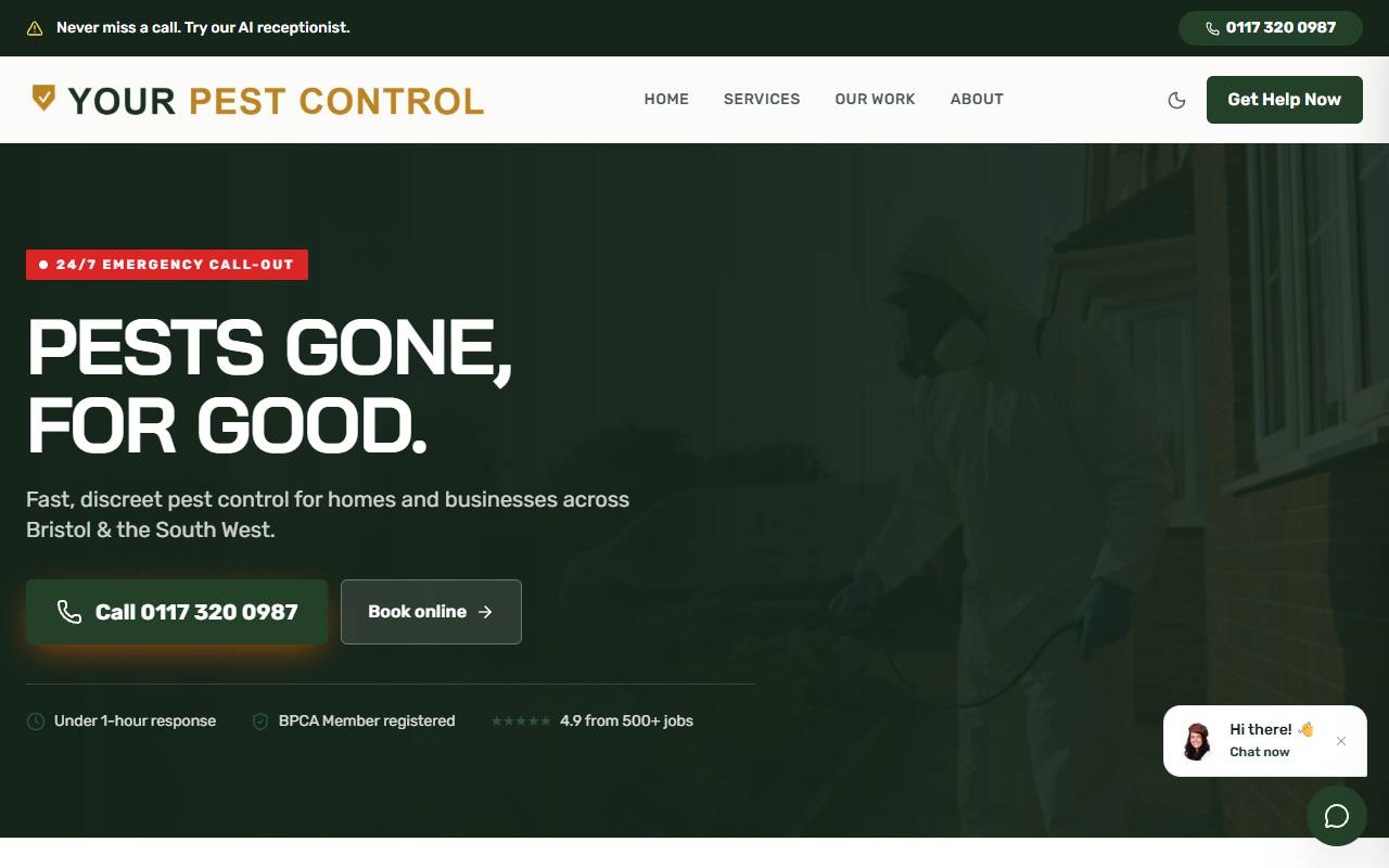 Pest Control website preview