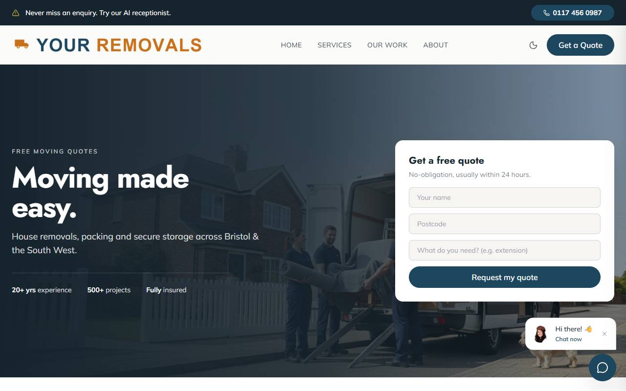 Removals website preview