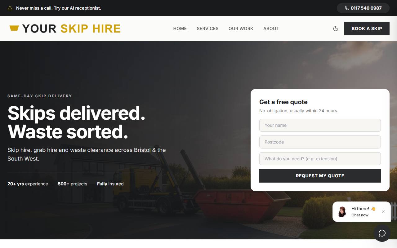 Skip Hire website preview