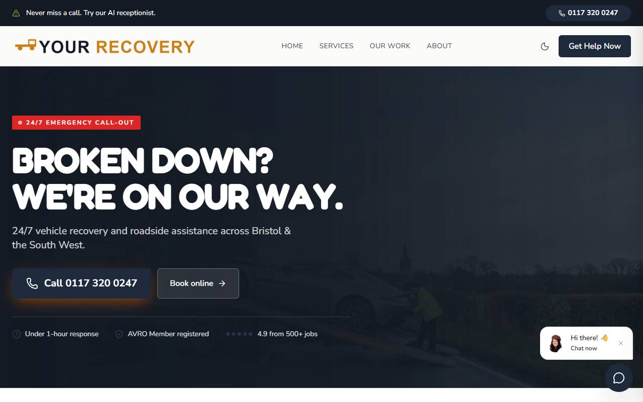 Towing / Recovery website preview